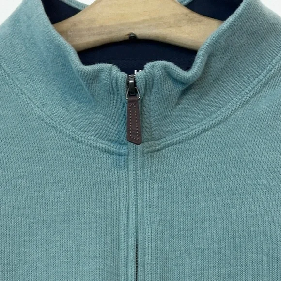 Lands End Blue green Men's 1/4 Zip-Up Sweater size XXL (G-36) - Picture 3 of 7